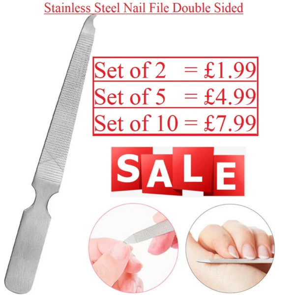 s-l1600 (13) Metal Stainless Steel Nail File Double Sided Manicure Pedicure Tool