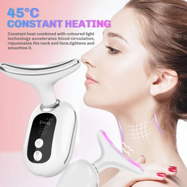 Neck Face Lifting Massager Skin Tighten Device 3 LED Anti Wrinkle Double Chin